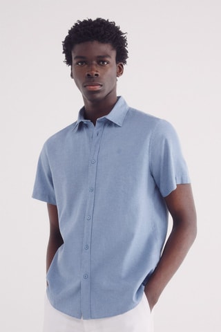 Camicia in lino - Cobalto