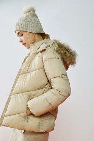 Piumino con cappuccio - Beige