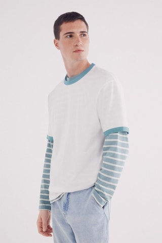 T-shirt - Avorio e celeste