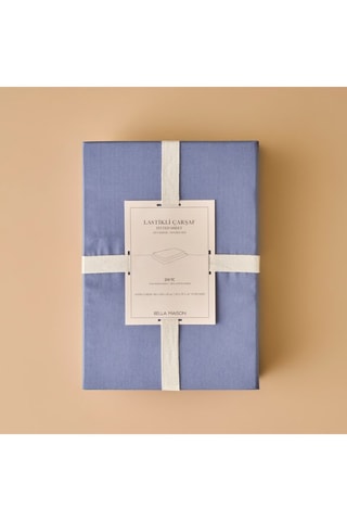 Drap-housse en coton - 57 fils/cm² - Bleu