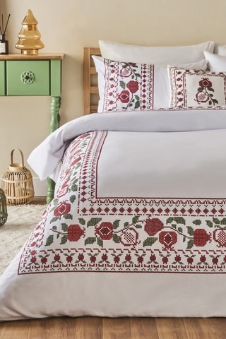 Parure de couette en coton - 57 fils/cm² - Rouge