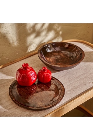 Assiette décorative en manguier - Marron - 25 x 25 x 1,5 cm