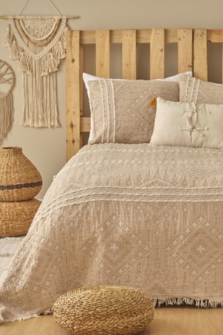 Parure de lit en coton - 57 fils/cm² - Beige