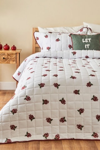 Parure de lit en polyester - 57 fils/cm² - Rouge et blanc