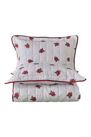 Parure de lit en polyester - 57 fils/cm² - Rouge et blanc