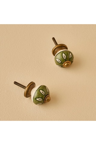 2 poignées boutons en céramique - Doré