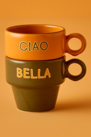 2 tasses à café en céramique - 105 ml