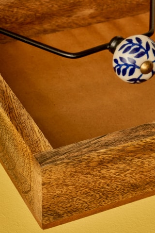 Porte-serviettes de table en manguier - 19 x 18,5 x 7,5 cm - Naturel