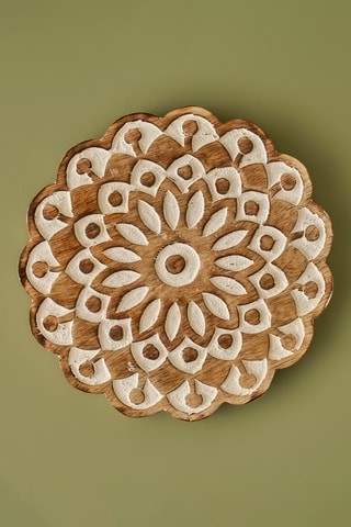 Décoration murale en bois de manguier Daira - 20 x 20 x 1,8 cm - Naturel