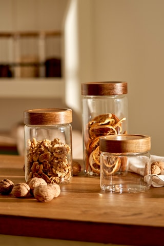 Boîte en verre et bois d'acacia - 130 ml