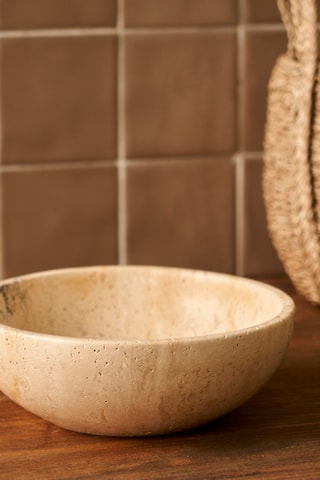 Coupe décorative en travertin ephesus  - 20 x 7 cm - Beige