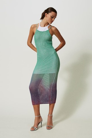 Midi-jurk - Groen en Paars - Twin Set