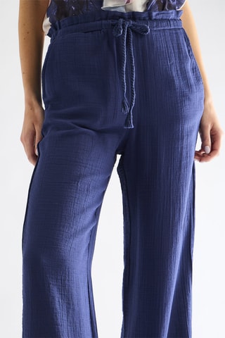 Pantalon taille haute - Bleu marine