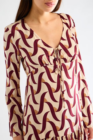Robe taille basse - Bordeaux et beige