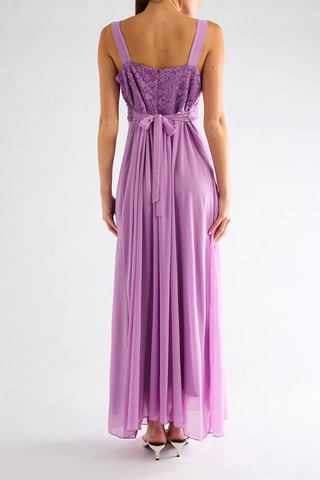 Robe longue bi-matière - Mauve