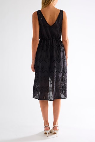 Robe portefeuille en broderie anglaise - Noir