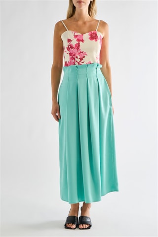 Jupe plissée taille haute - Turquoise