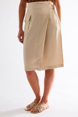 Jupe portefeuille taille haute - Beige