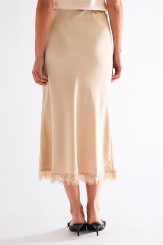 Jupe midi taille haute - Beige