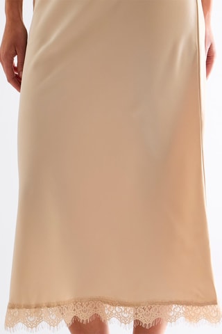 Jupe midi taille haute - Beige