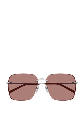 Lunettes de soleil femme - Catégorie 3 - Gucci - Argenté et rouge