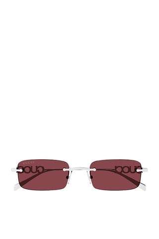 Lunettes de soleil homme - Catégorie 3 - Gucci - Argenté et rouge