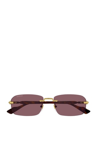 Lunettes de soleil homme - Catégorie 3 - Gucci - Doré, marron et orange