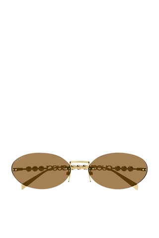 Lunettes de soleil femme - Catégorie 3 - Gucci - Blanc, doré et marron