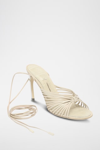Mules à talons en cuir - Nude