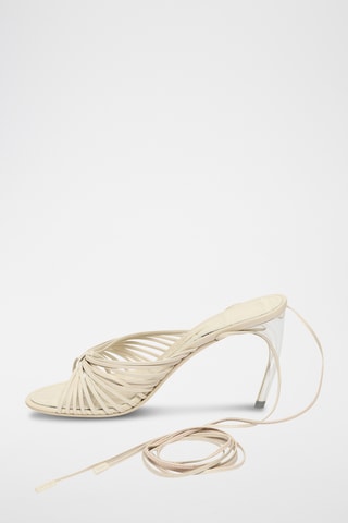 Mules à talons en cuir - Nude