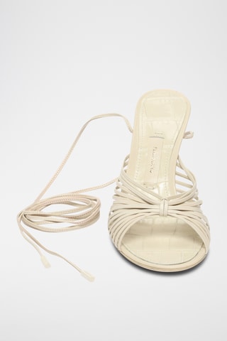 Mules à talons en cuir - Nude