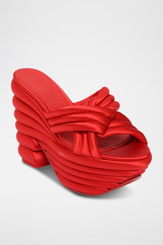 Mules plateformes - Rouge