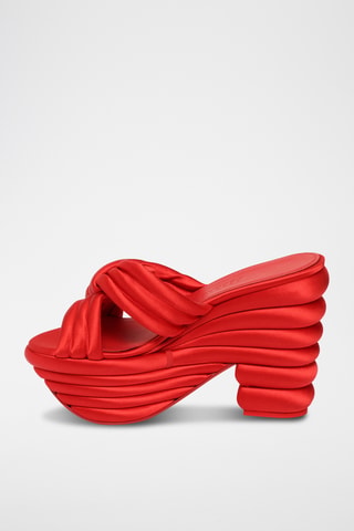 Mules plateformes - Rouge