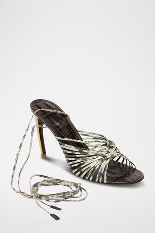 Mules à talons en cuir - Gris