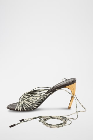 Mules à talons en cuir - Gris