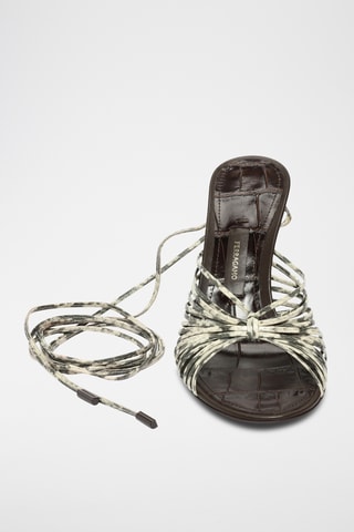Mules à talons en cuir - Gris