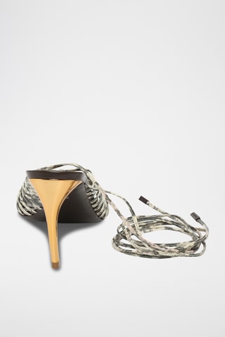 Mules à talons en cuir - Gris