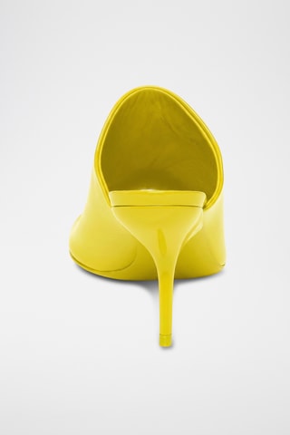 Mules à talons vernies en cuir - Jaune