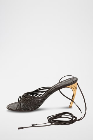 Mules à talons en cuir - Marron