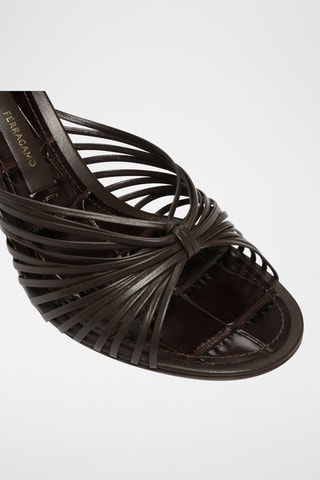 Mules à talons en cuir - Marron