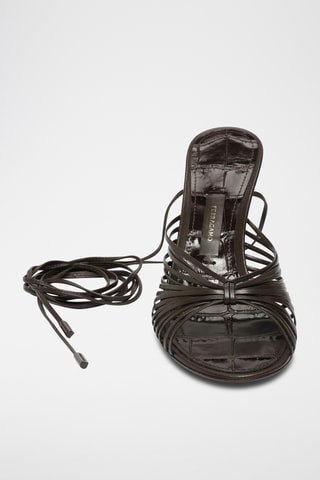 Mules à talons en cuir - Marron