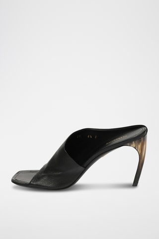 Mules à talons en cuir - Noir