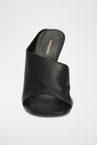 Mules à talons en cuir - Noir