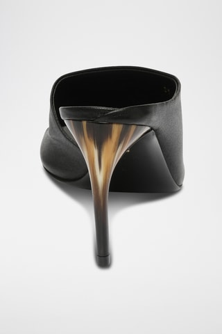 Mules à talons en cuir - Noir