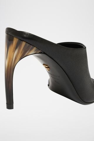 Mules à talons en cuir - Noir