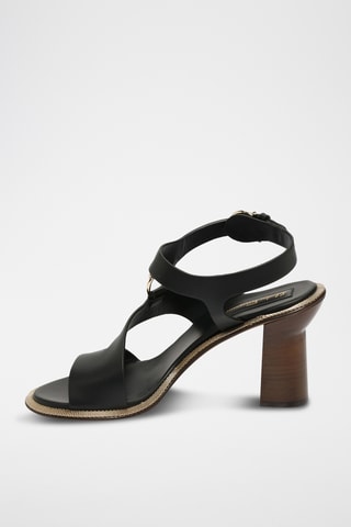 Sandales compensées en cuir - Noir