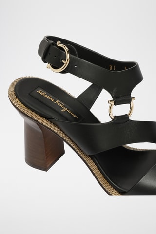 Sandales compensées en cuir - Noir