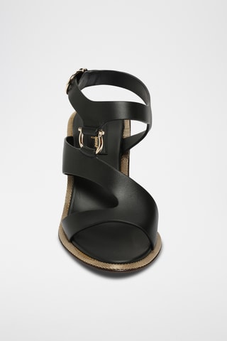 Sandales compensées en cuir - Noir