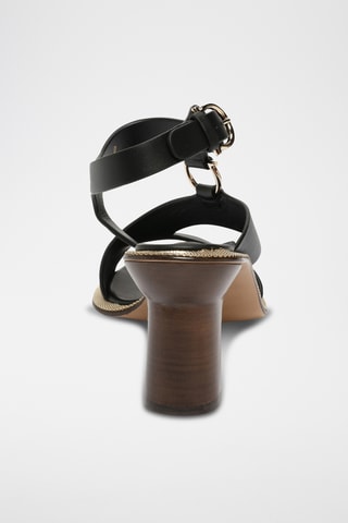 Sandales compensées en cuir - Noir