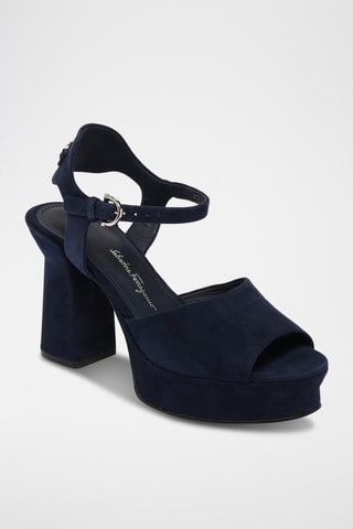 Sandales plateformes en cuir - Bleu